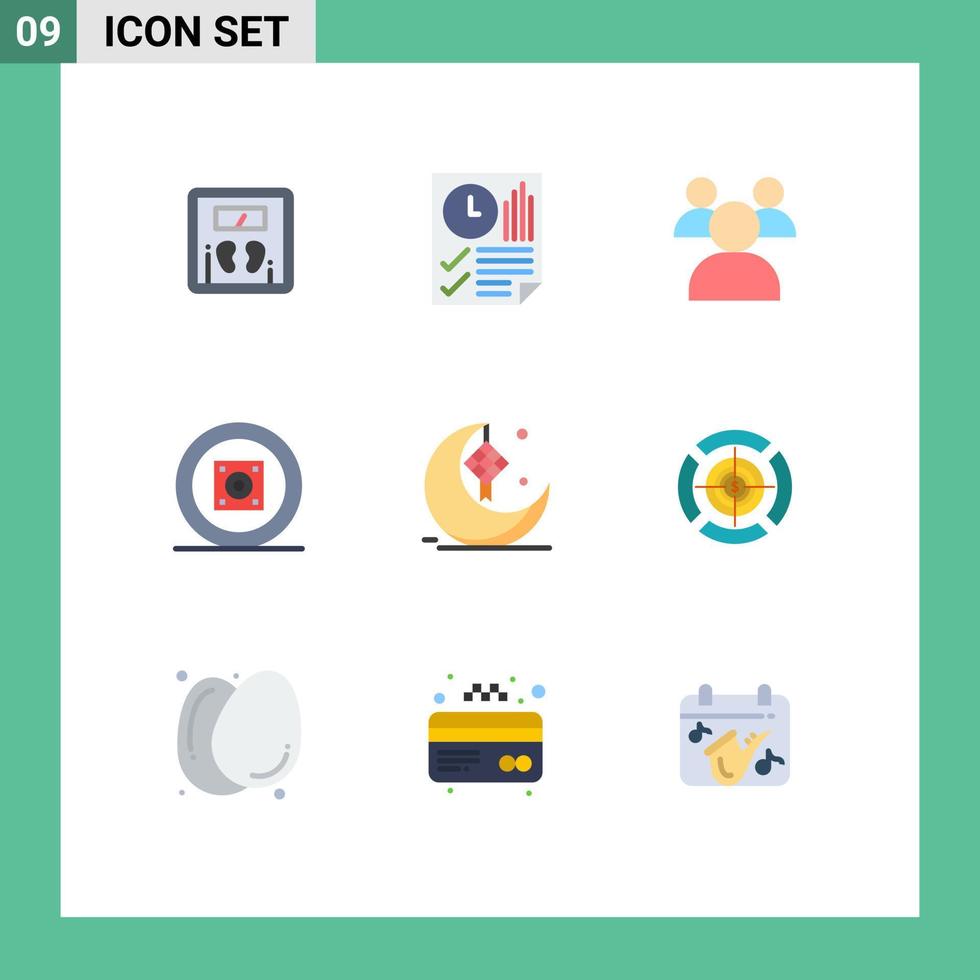 9 Creative Icons Modern Signs and Symbols of cresent sound time party boom box Editable Vector Design Elements