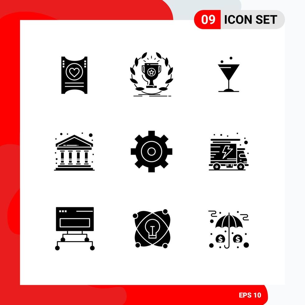 9 iconos creativos signos y símbolos modernos de construcción de engranajes victoria finanzas banco elementos de diseño vectorial editables vector