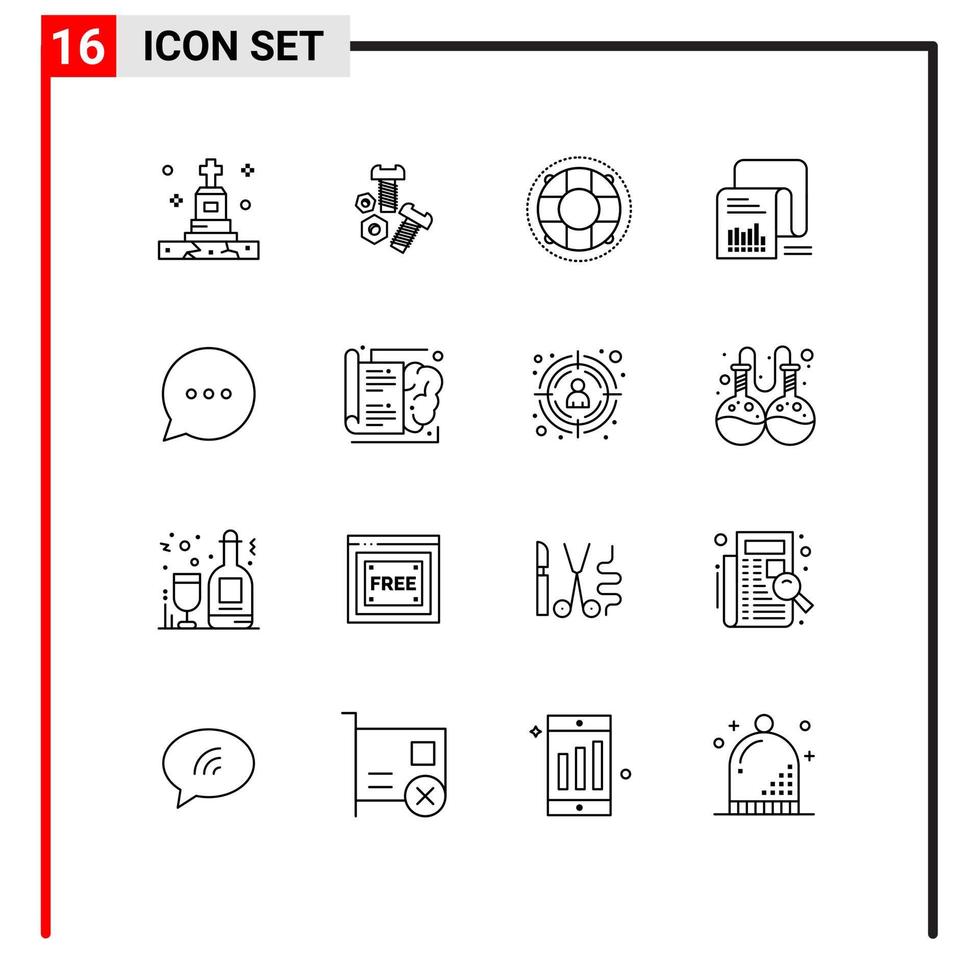 16 Outline concept for Websites Mobile and Apps questionnaire documents help data preserver Editable Vector Design Elements
