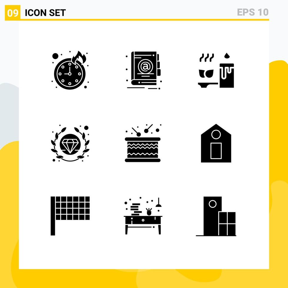 9 Creative Icons Modern Signs and Symbols of label music relaxation timbrel seo Editable Vector Design Elements