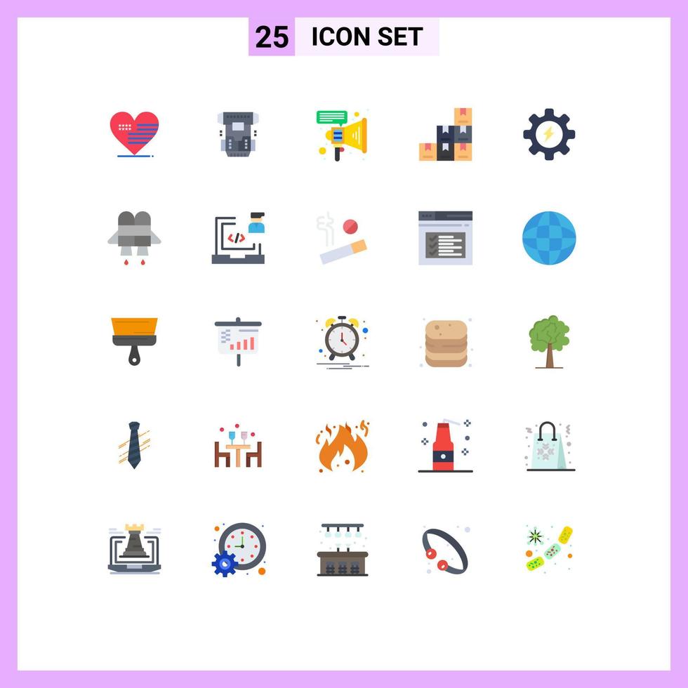 25 Thematic Vector Flat Colors and Editable Symbols of process energy cryotherapy logistic box Editable Vector Design Elements