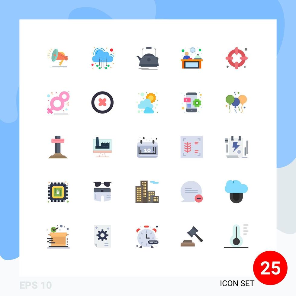Group of 25 Modern Flat Colors Set for insurance manager tea hotel pot Editable Vector Design Elements