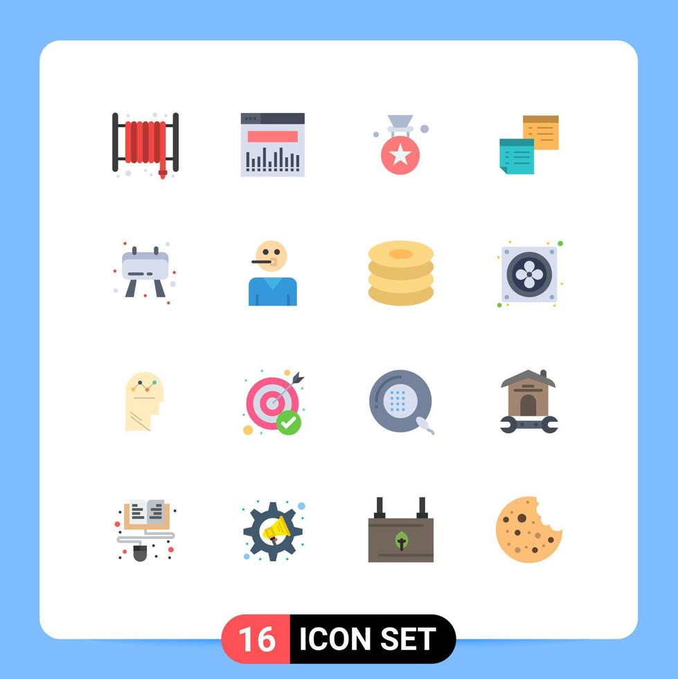 Pack of 16 Modern Flat Colors Signs and Symbols for Web Print Media such as paper office award notes files Editable Pack of Creative Vector Design Elements
