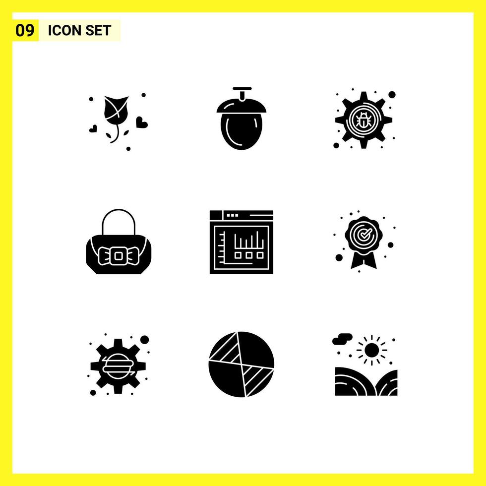 conjunto de 9 iconos de interfaz de usuario modernos signos de símbolos para elementos de diseño de vectores editables de moda de navegador de cibercrimen de Internet estático
