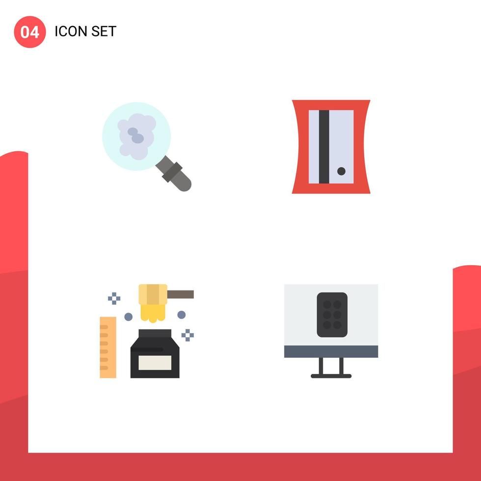 4 Flat Icon concept for Websites Mobile and Apps search sweet education healthy remote Editable Vector Design Elements