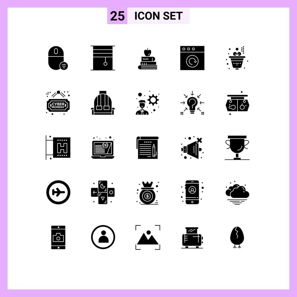 25 Solid Glyph concept for Websites Mobile and Apps business mac rollers app food Editable Vector Design Elements