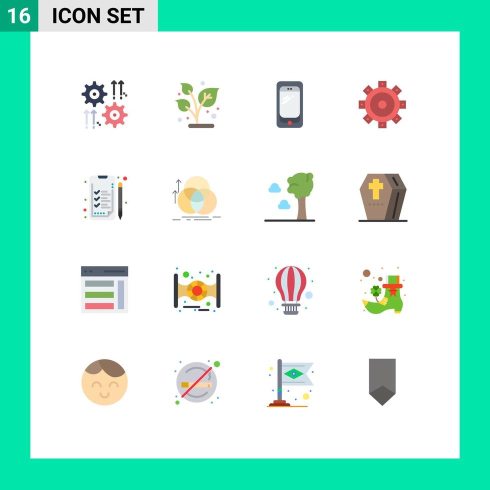 16 User Interface Flat Color Pack of modern Signs and Symbols of analytics building plant construction huawei Editable Pack of Creative Vector Design Elements