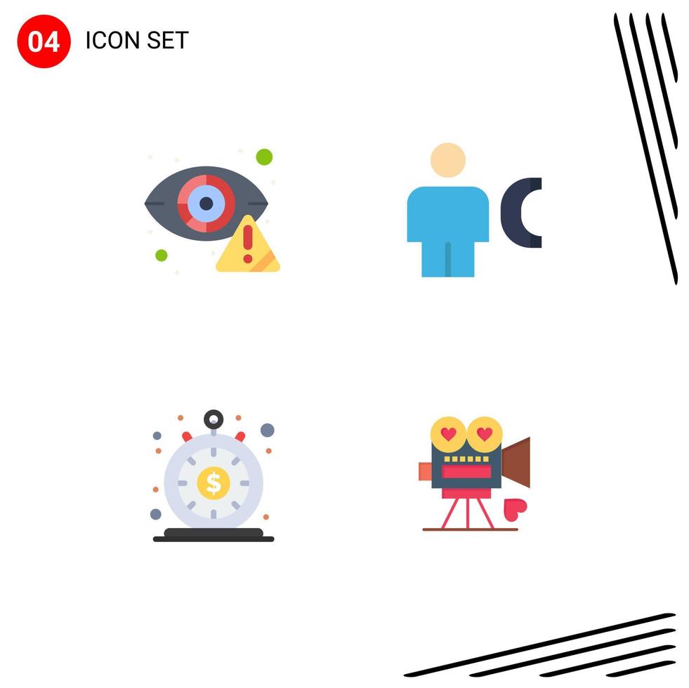 Flat Icon Pack of 4 Universal Symbols of crime info eye body instant Editable Vector Design Elements