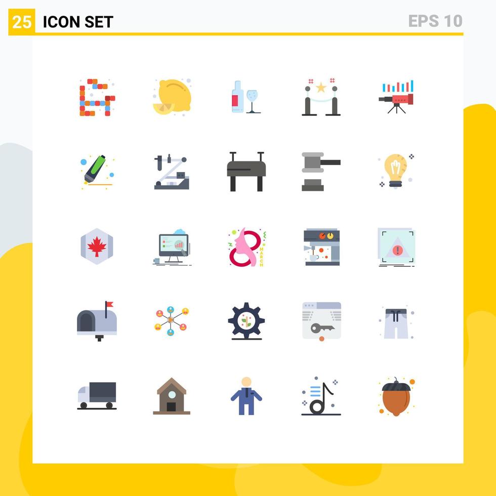 User Interface Pack of 25 Basic Flat Colors of forecast telescope bottle picket fence Editable Vector Design Elements