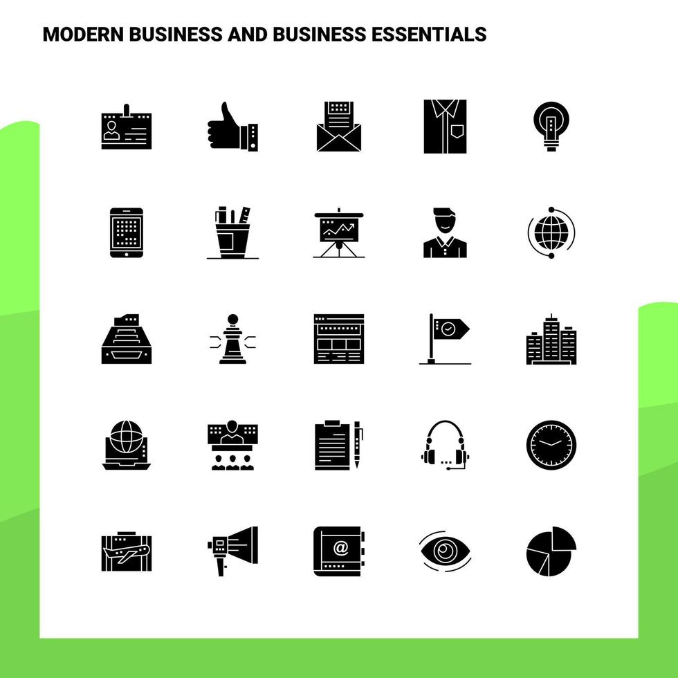 25 Modern Business and business essentials Icon set Solid Glyph Icon Vector Illustration Template For Web and Mobile Ideas for business company