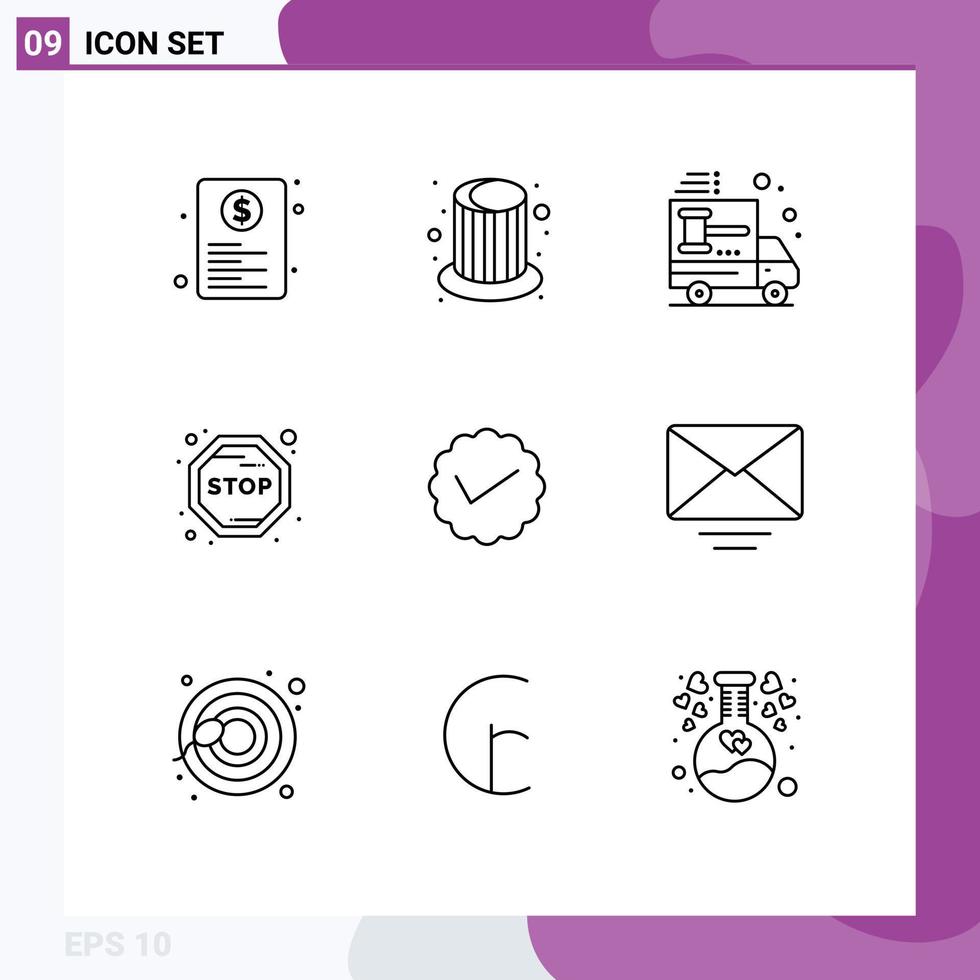 Pack of 9 Modern Outlines Signs and Symbols for Web Print Media such as chat journey cap board car Editable Vector Design Elements