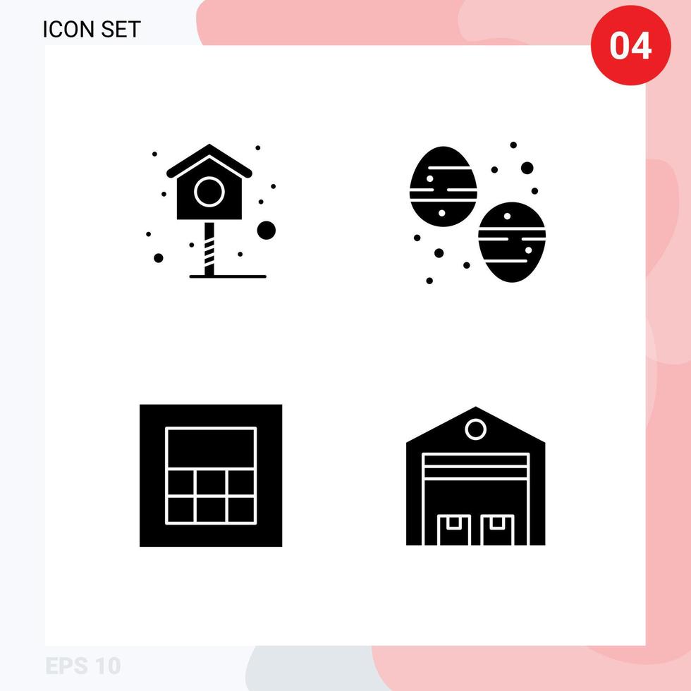 Pictogram Set of 4 Simple Solid Glyphs of bird delivery chocolate egg sweets shipping Editable Vector Design Elements