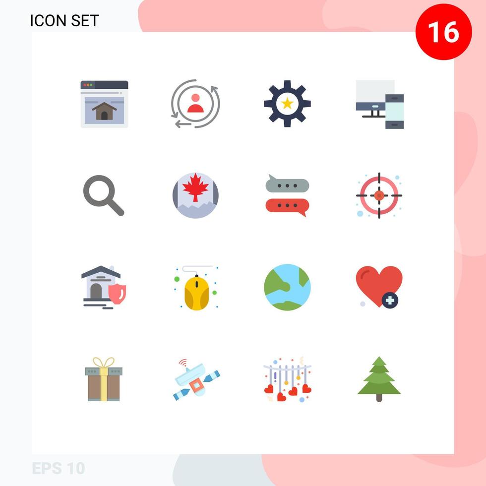 16 iconos creativos, signos y símbolos modernos de pc expandido, computadora mac humana, paquete editable de elementos de diseño de vectores creativos