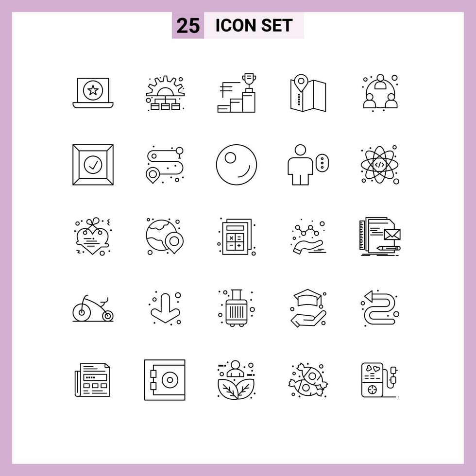 25 Line concept for Websites Mobile and Apps mlm business achievements service location Editable Vector Design Elements