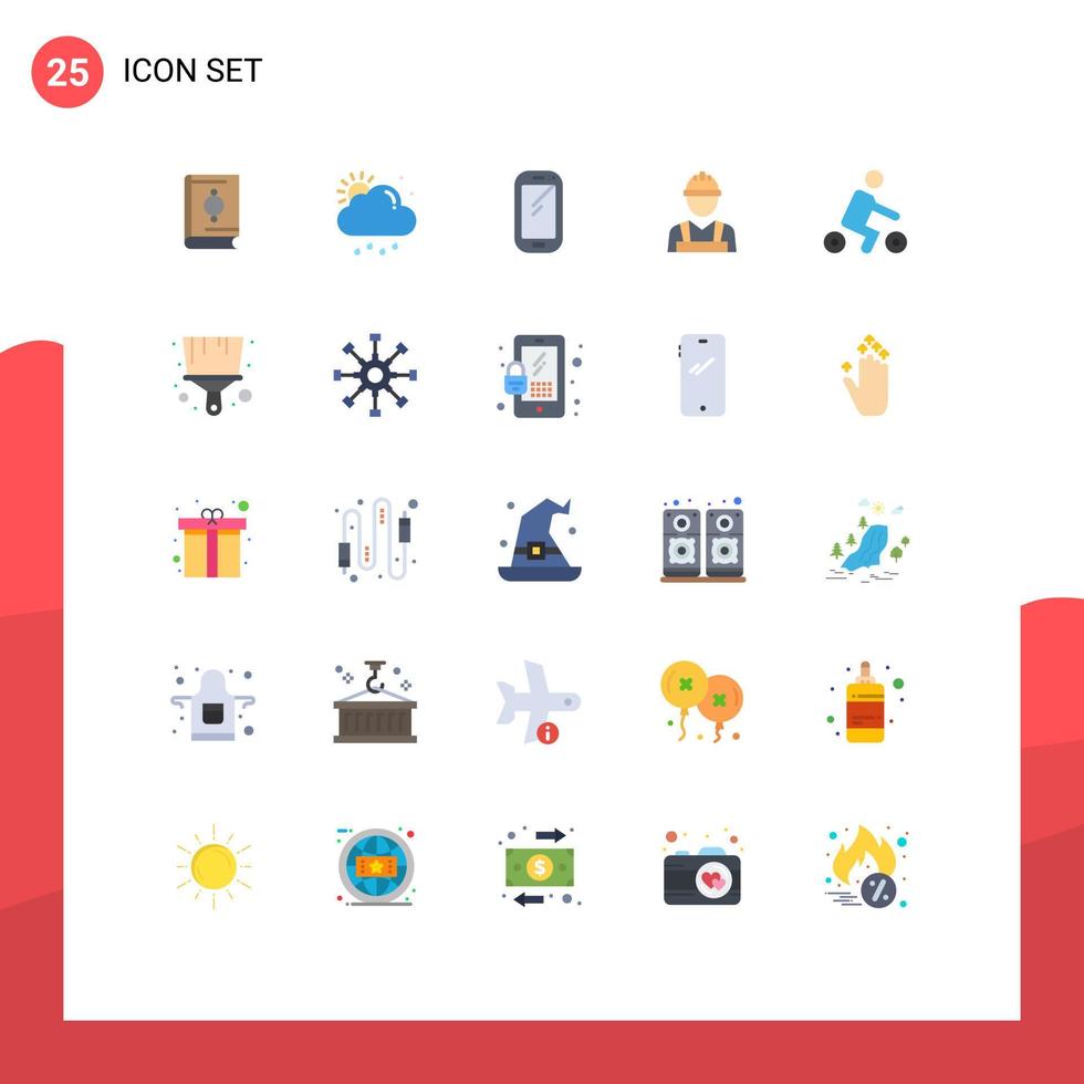 paquete de color plano de interfaz de usuario de 25 de signos y símbolos modernos de elementos de diseño de vector editables samsung para constructor de teléfonos de trabajo en bicicleta