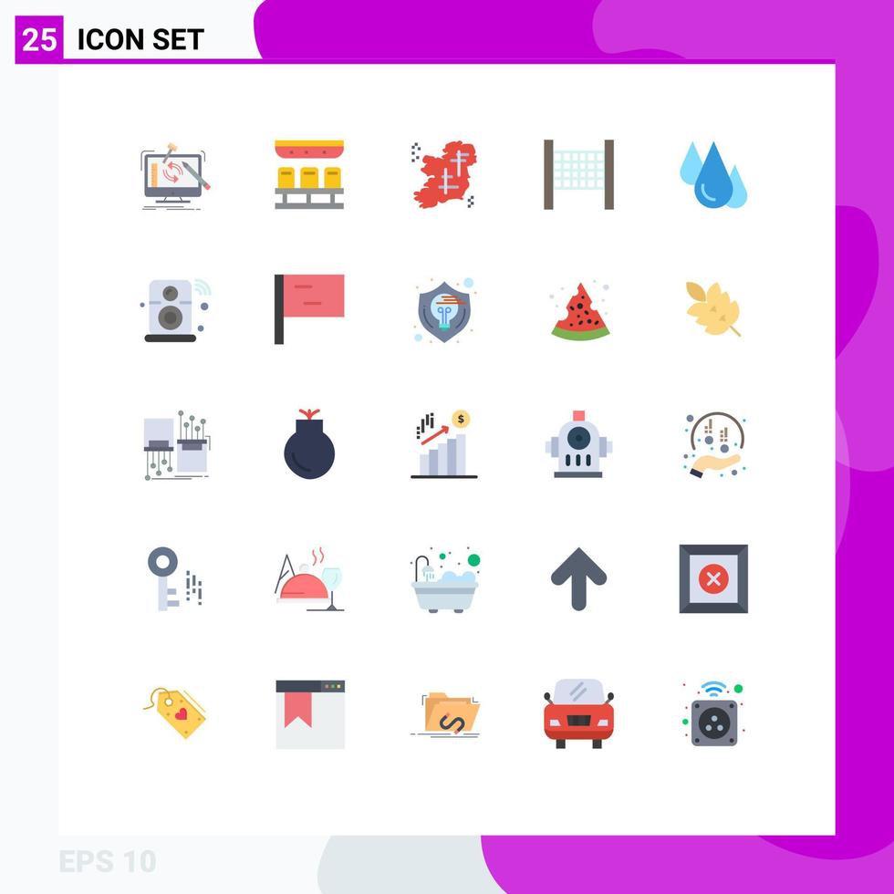 Pack of 25 Modern Flat Colors Signs and Symbols for Web Print Media such as experiment sport travel net point Editable Vector Design Elements