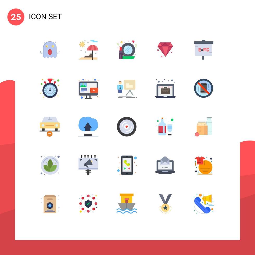 Mobile Interface Flat Color Set of 25 Pictograms of stopwatch laboratory mirror lab education Editable Vector Design Elements