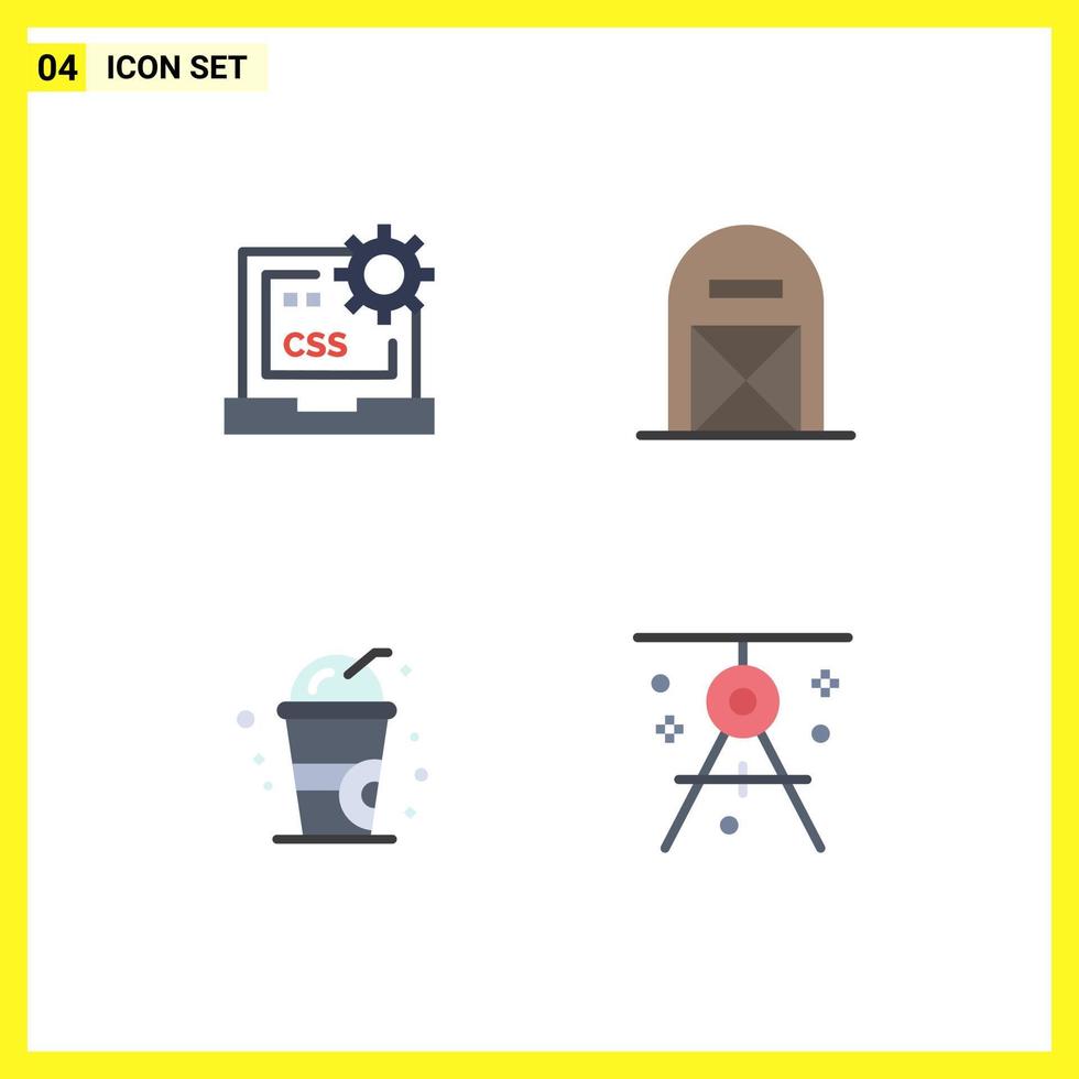 Group of 4 Flat Icons Signs and Symbols for code thanksgiving develop barn drink Editable Vector Design Elements
