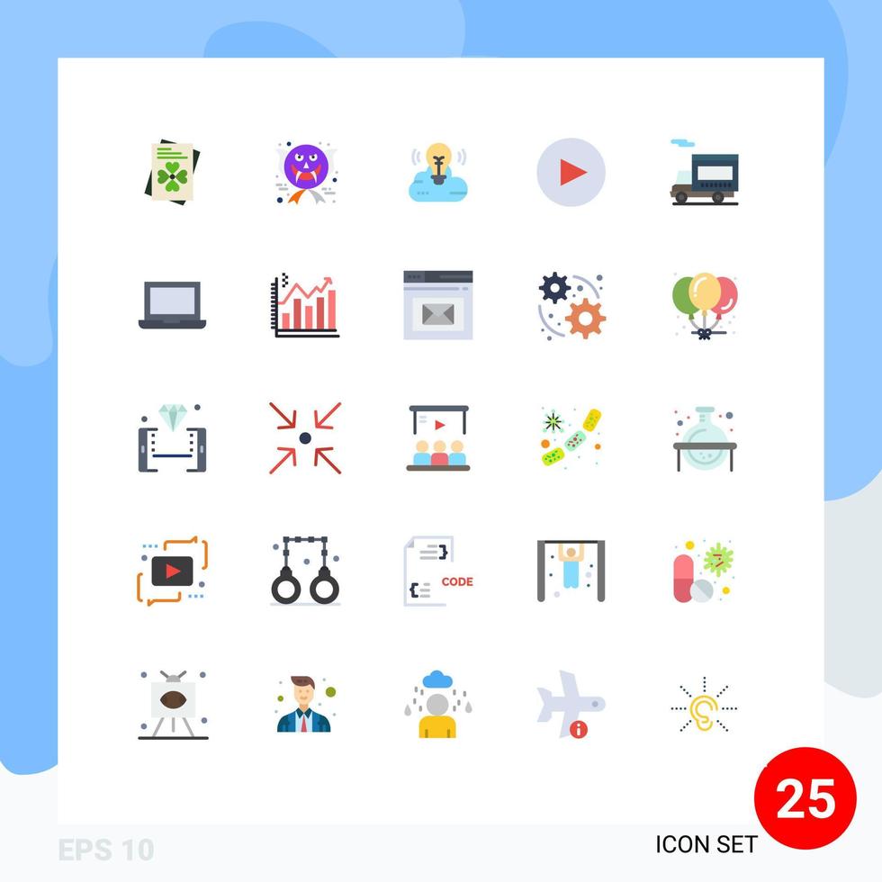 Set of 25 Modern UI Icons Symbols Signs for device van campaign truck play Editable Vector Design Elements