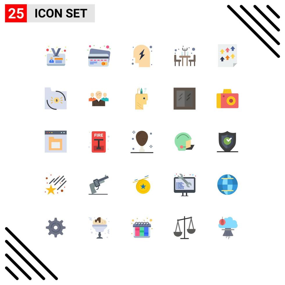 Mobile Interface Flat Color Set of 25 Pictograms of report page strategy high table Editable Vector Design Elements