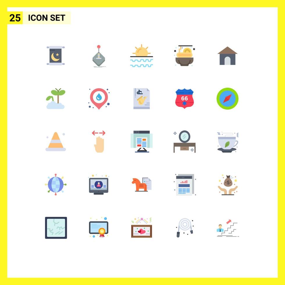 25 User Interface Flat Color Pack of modern Signs and Symbols of hose spaghetti beach pasta vacation Editable Vector Design Elements