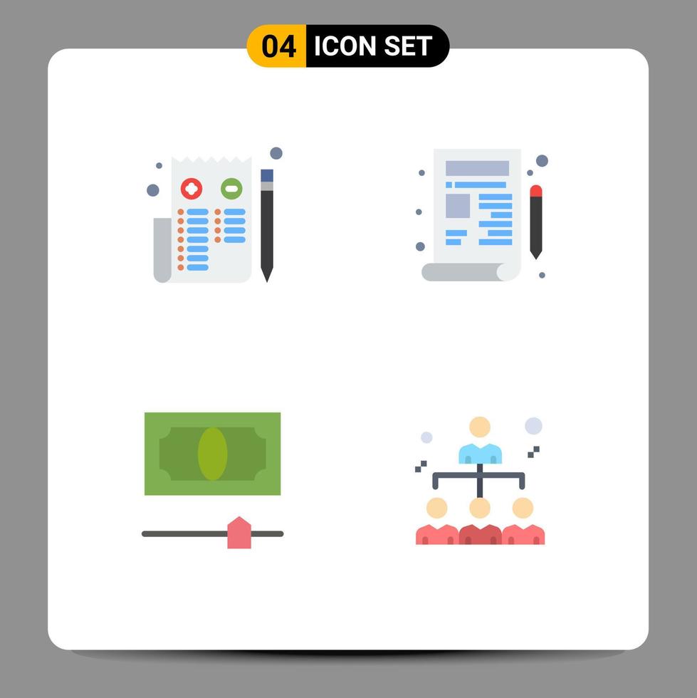 símbolos de iconos universales grupo de 4 iconos planos modernos de crédito de navegador desarrollo web elementos de diseño de vectores editables de negocios