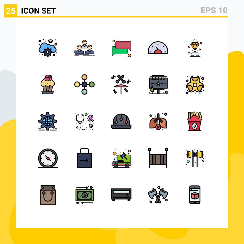 Set of 25 Modern UI Icons Symbols Signs for dashboard car team bike message Editable Vector Design Elements