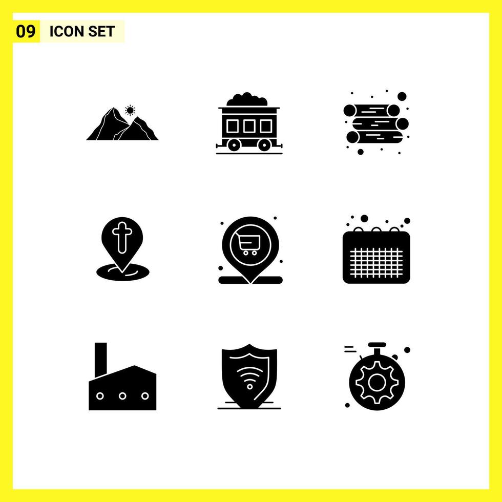 9 Creative Icons Modern Signs and Symbols of location market energy pin map Editable Vector Design Elements