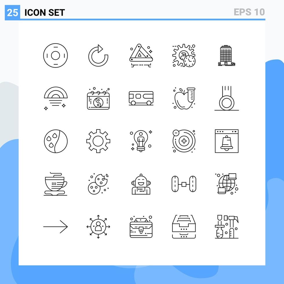 conjunto de 25 iconos de ui modernos símbolos signos para productos de emergencia de tiempo de oficina elementos de diseño de vectores editables ejecutivos
