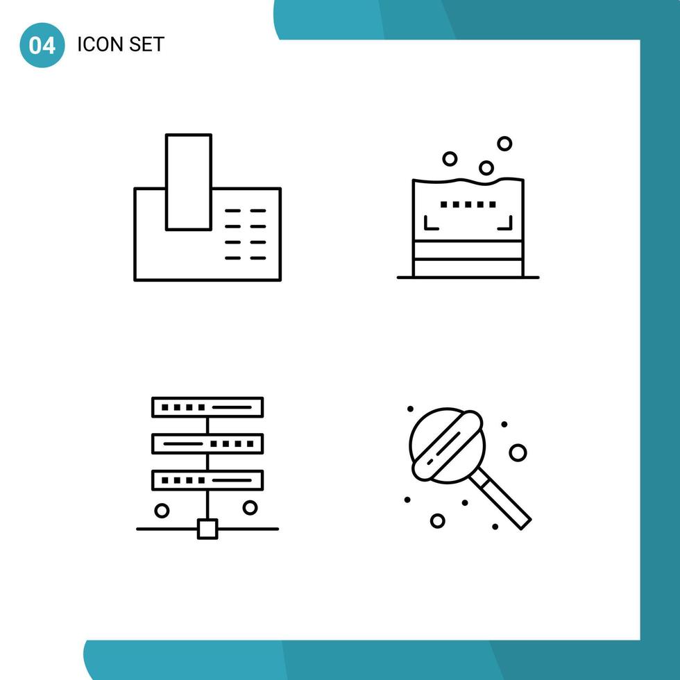 línea de interfaz móvil conjunto de 4 pictogramas de electrodomésticos baño de teléfono de internet dulce elementos de diseño vectorial editables vector