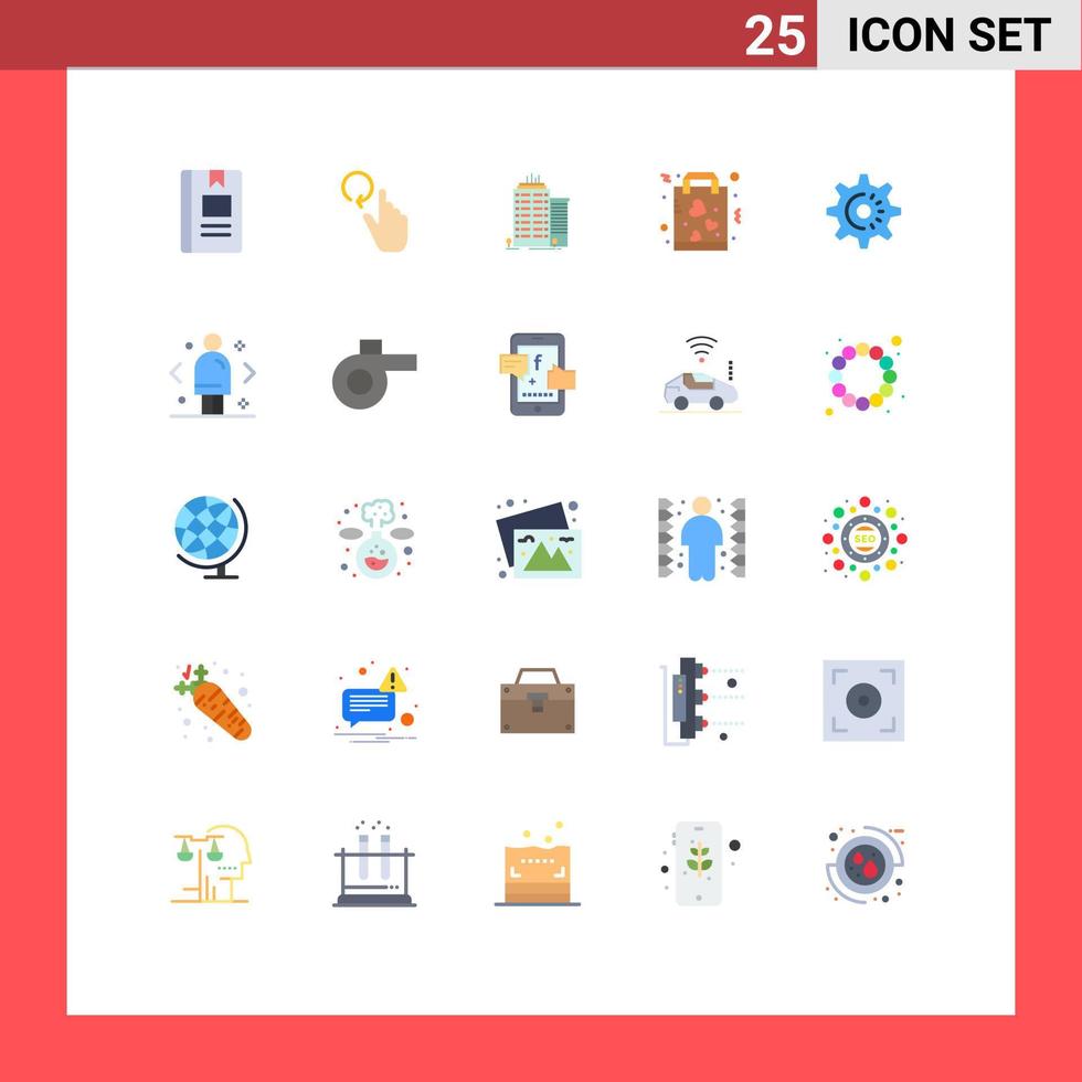 Group of 25 Flat Colors Signs and Symbols for shopping love reload favorite top Editable Vector Design Elements