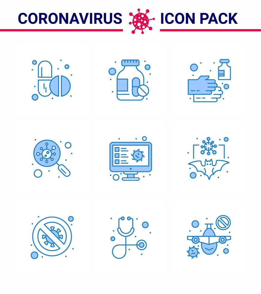 Coronavirus Awareness icon 9 Blue icons icon included computer scan hand germs bacteria viral coronavirus 2019nov disease Vector Design Elements