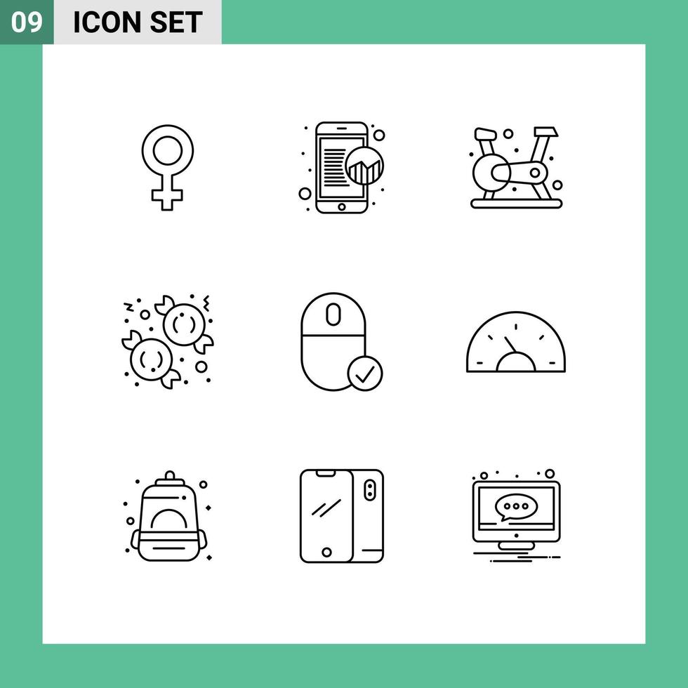 símbolos de iconos universales grupo de 9 esquemas modernos de dispositivos computadoras ejercicio dulces elementos de diseño vectorial editables de navidad vector