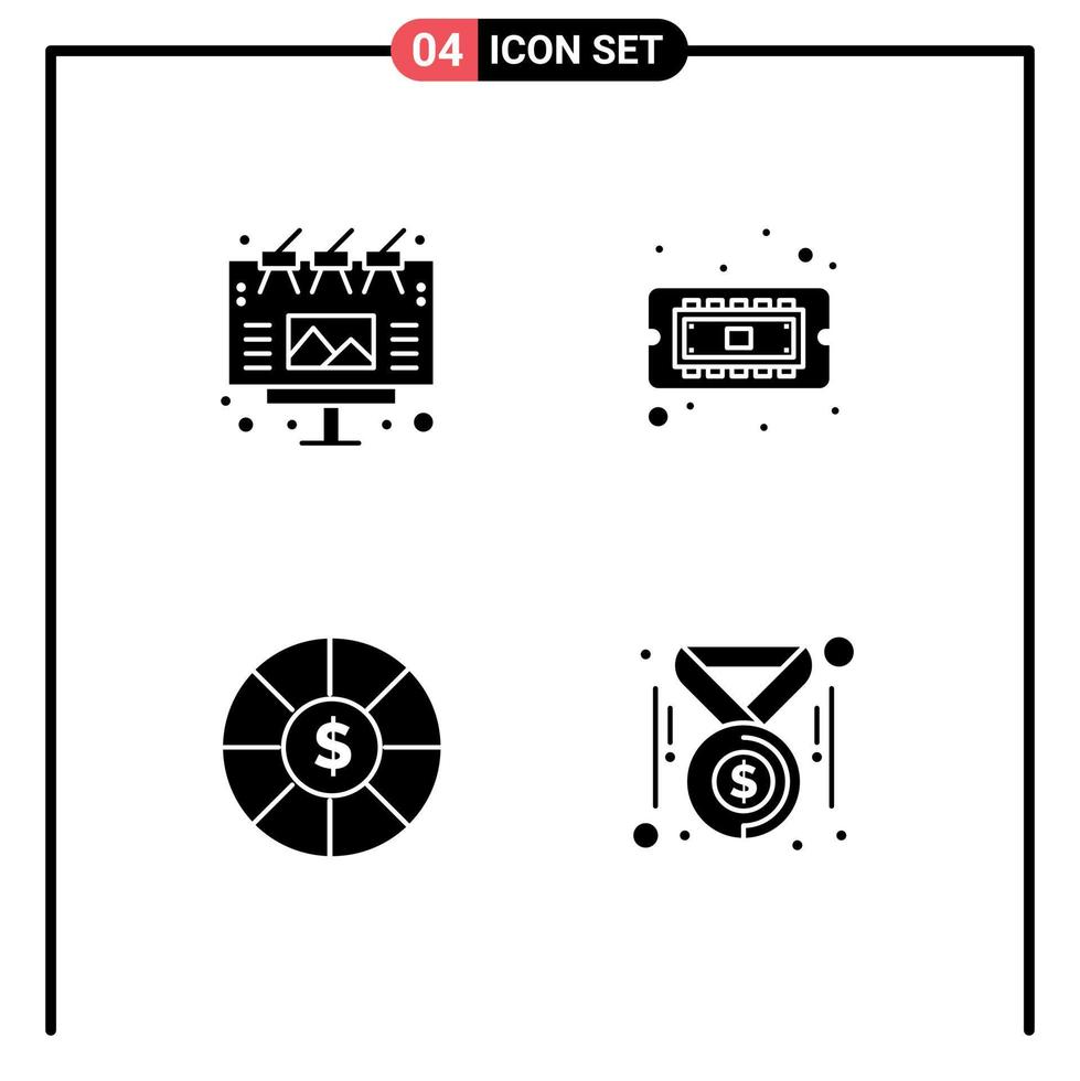 Universal Icon Symbols Group of Modern Solid Glyphs of ad currency outdoor cpu badge Editable Vector Design Elements