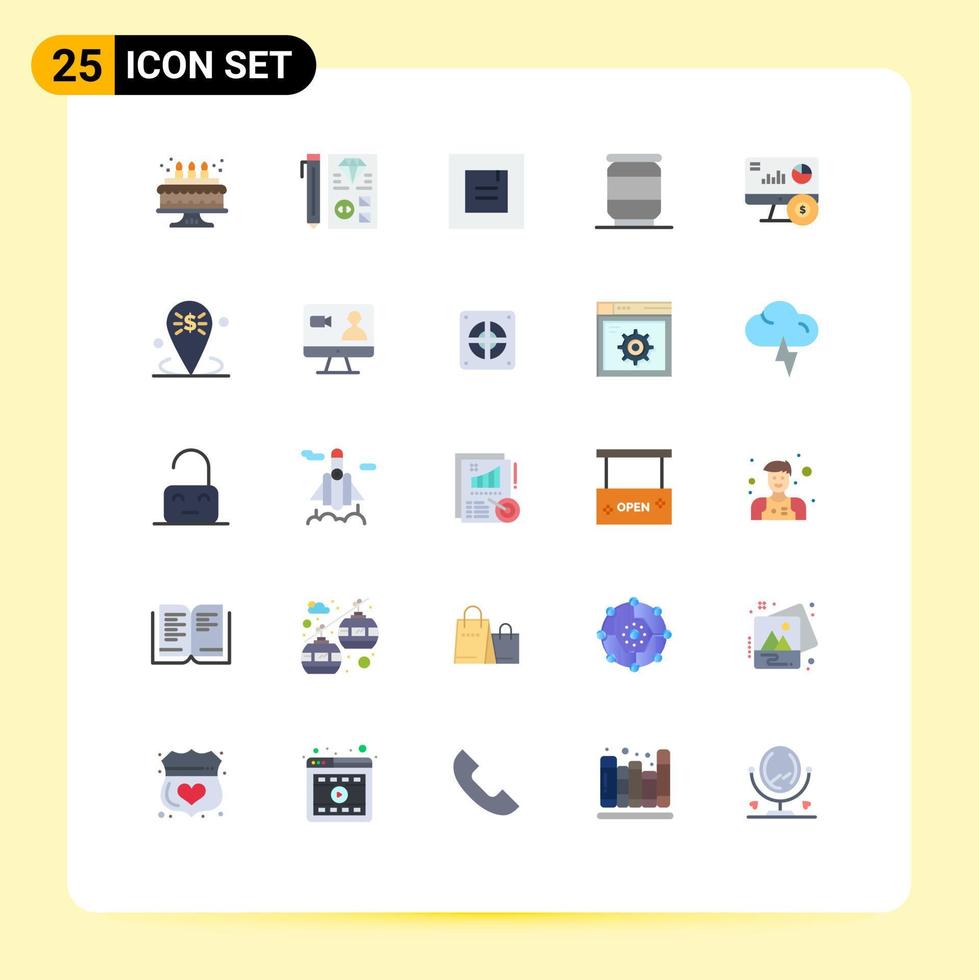 25 Flat Color concept for Websites Mobile and Apps investment online layout monitor can Editable Vector Design Elements