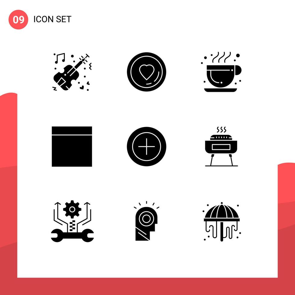 Set of 9 Modern UI Icons Symbols Signs for celebration payments cafe money wireframe Editable Vector Design Elements