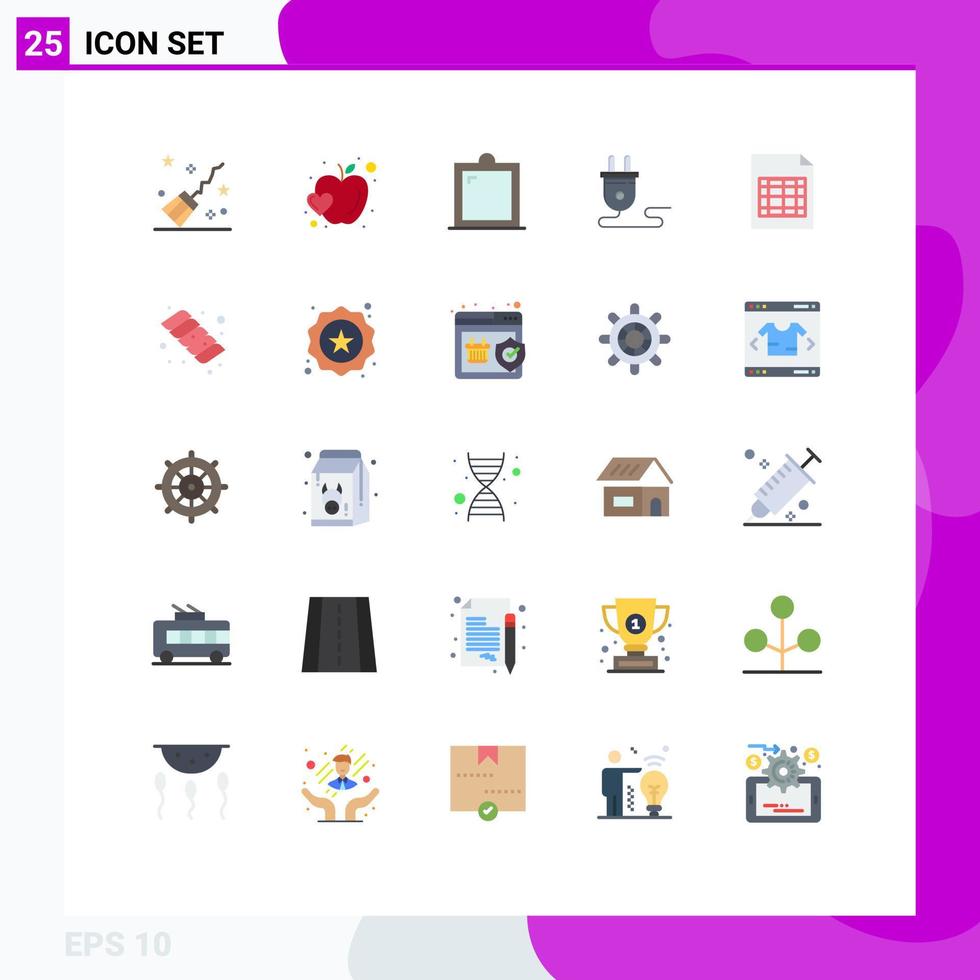 25 Universal Flat Colors Set for Web and Mobile Applications excel power supply decor plug electrical Editable Vector Design Elements