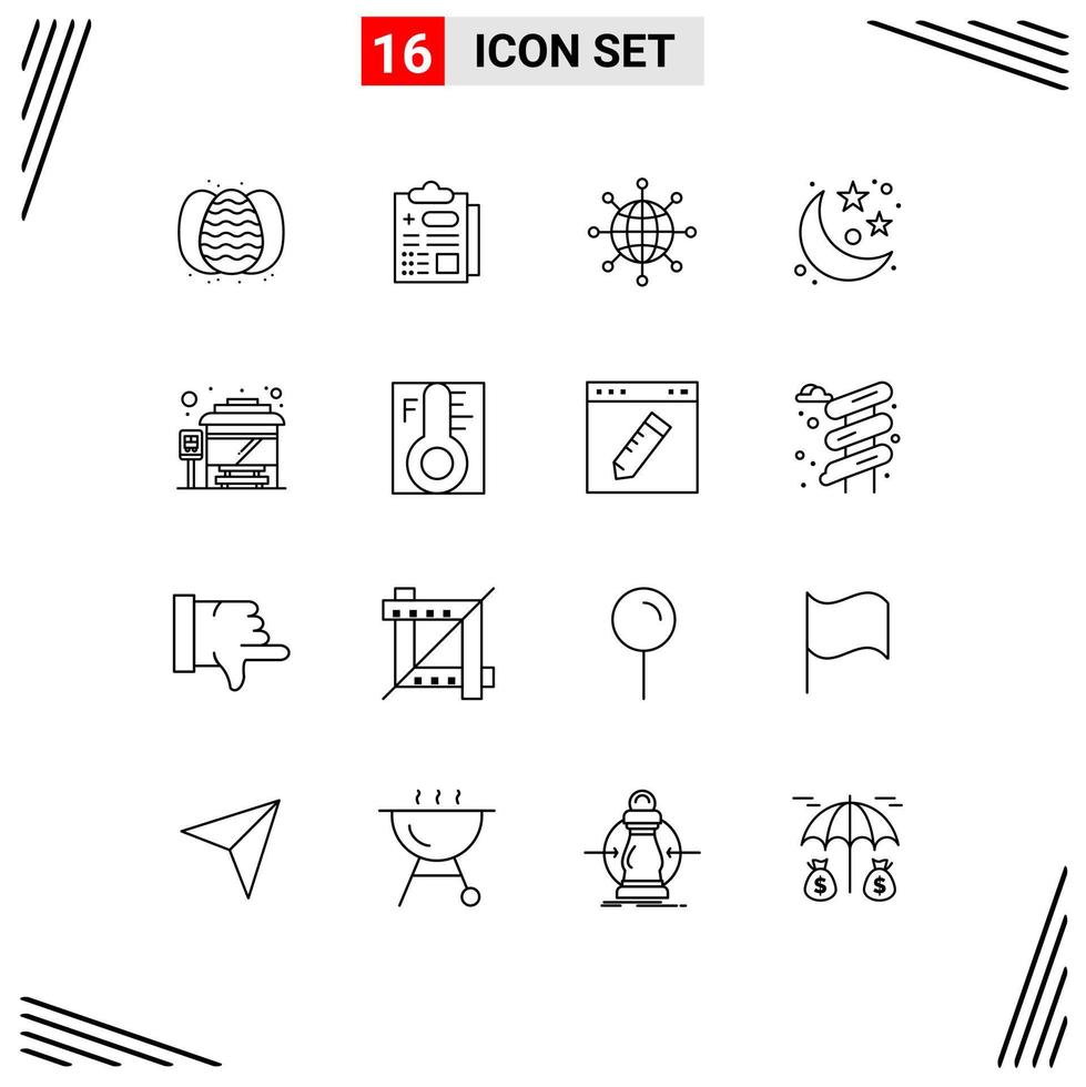 16 Creative Icons Modern Signs and Symbols of stop stars globe space moon Editable Vector Design Elements