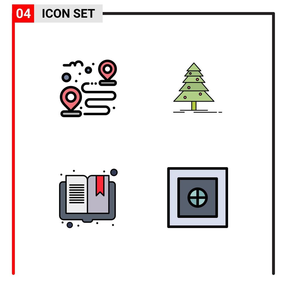 User Interface Pack of 4 Basic Filledline Flat Colors of destination open path christmas reading Editable Vector Design Elements