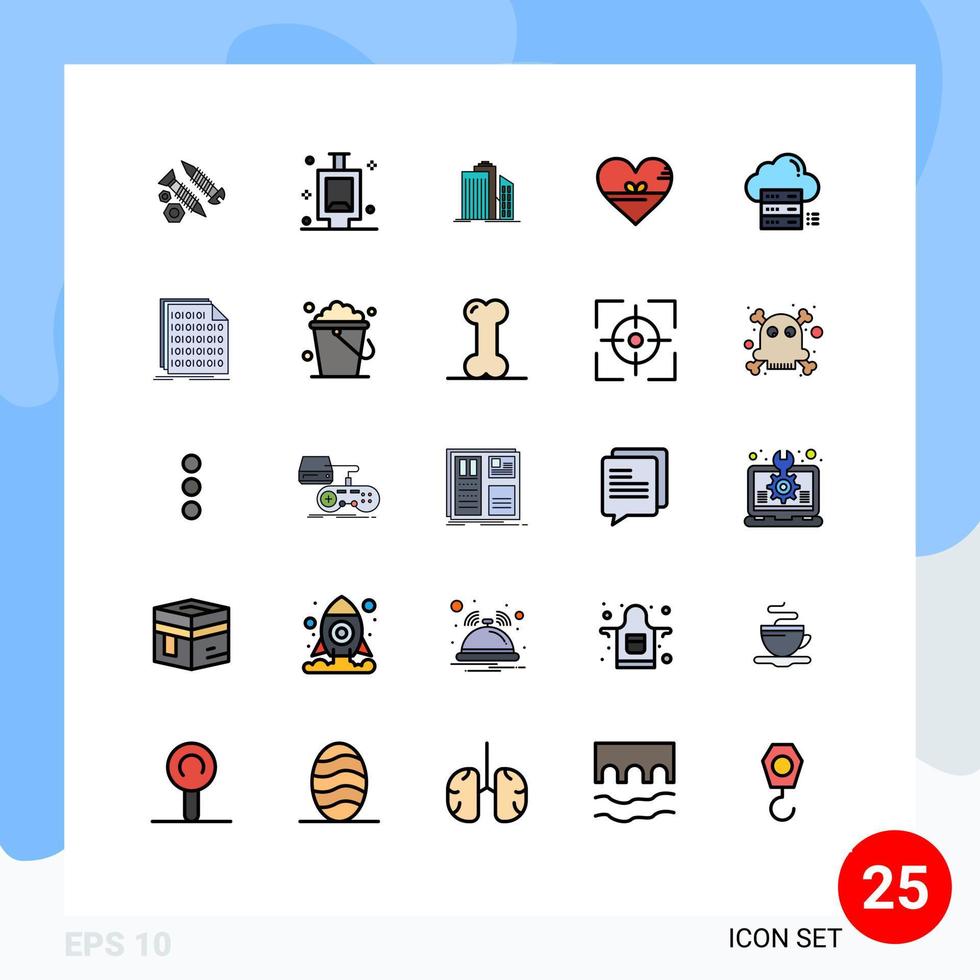 Set of 25 Modern UI Icons Symbols Signs for like love skyscraper heart office Editable Vector Design Elements