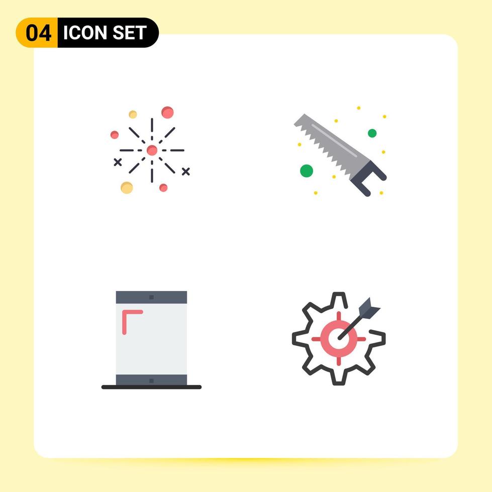 4 Universal Flat Icon Signs Symbols of bang tools crackers fireworks cellphone Editable Vector Design Elements