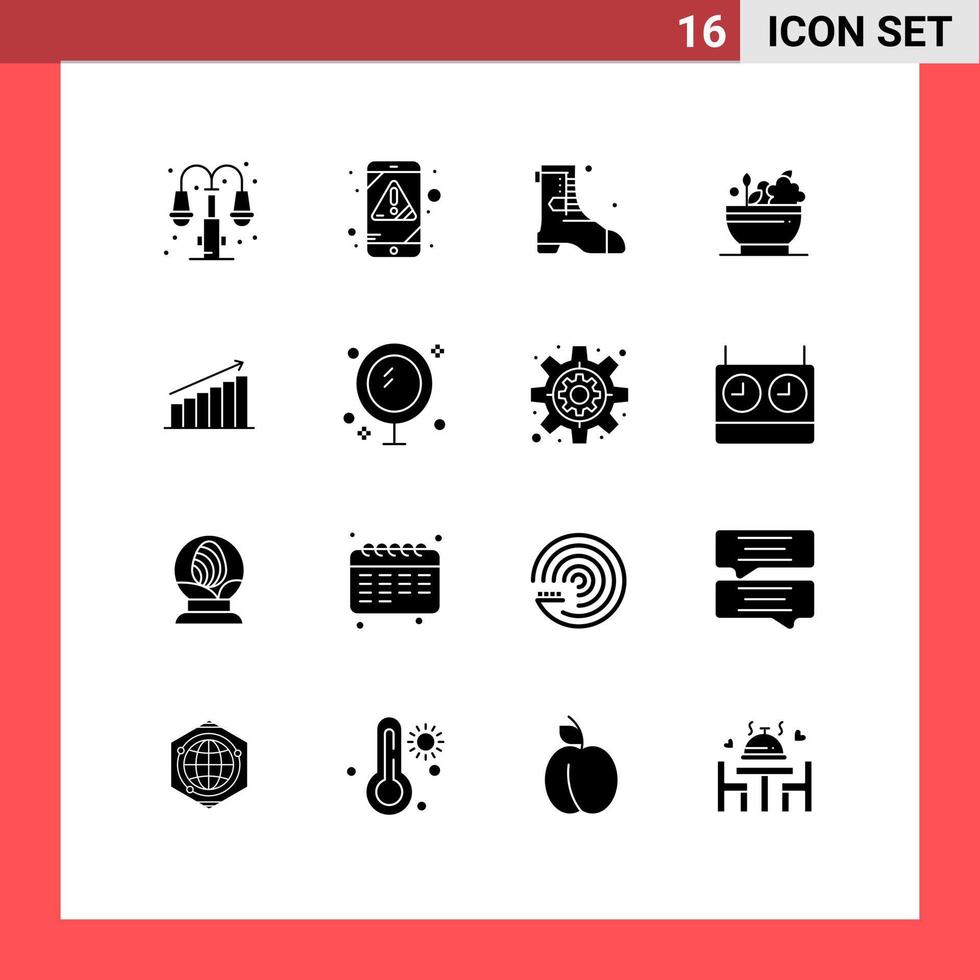 16 Universal Solid Glyphs Set for Web and Mobile Applications analytics analysis shose bowl medicine Editable Vector Design Elements