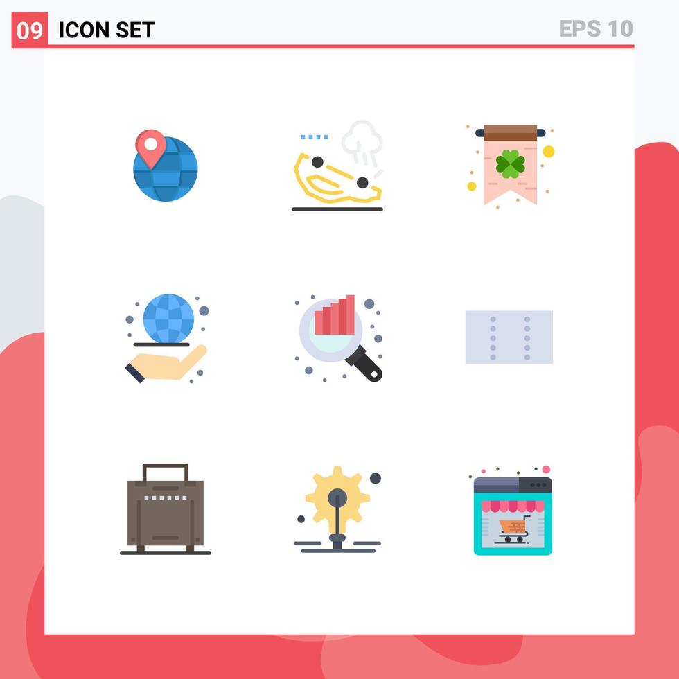 Set of 9 Modern UI Icons Symbols Signs for search audit card management globe Editable Vector Design Elements