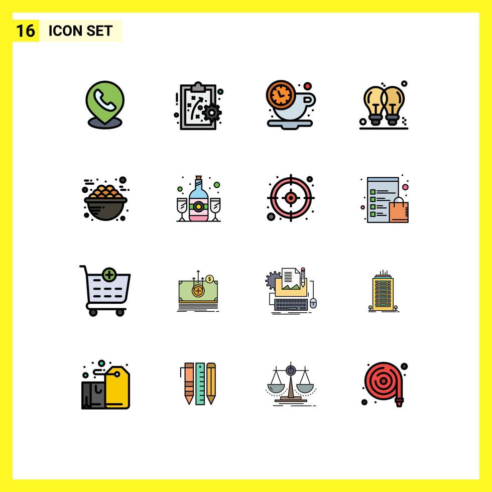 paquete de iconos de vector de stock de 16 signos y símbolos de línea para negocios de alimentos idea de bombilla de café elementos de diseño de vector creativo editable