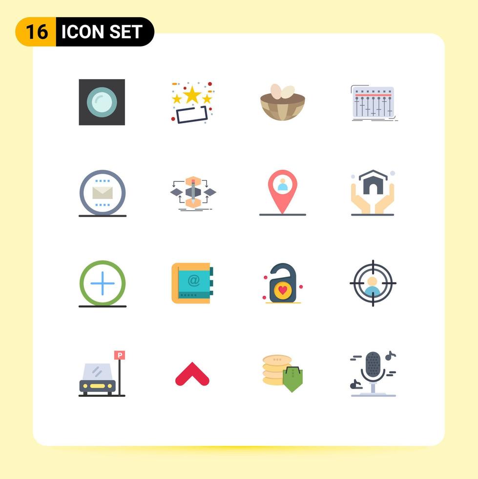 Flat Color Pack of 16 Universal Symbols of basic music eggs mixer console Editable Pack of Creative Vector Design Elements