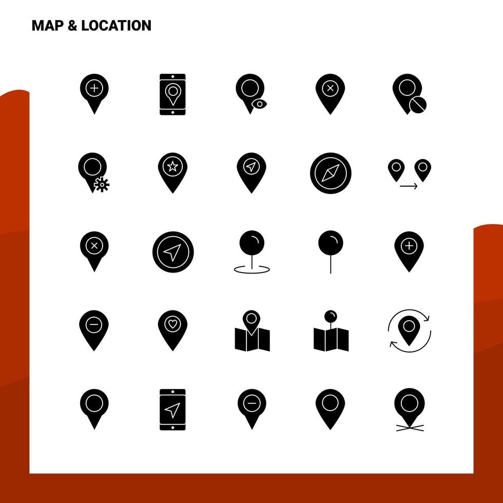 25 Map Location Icon set Solid Glyph Icon Vector Illustration Template For Web and Mobile Ideas for business company