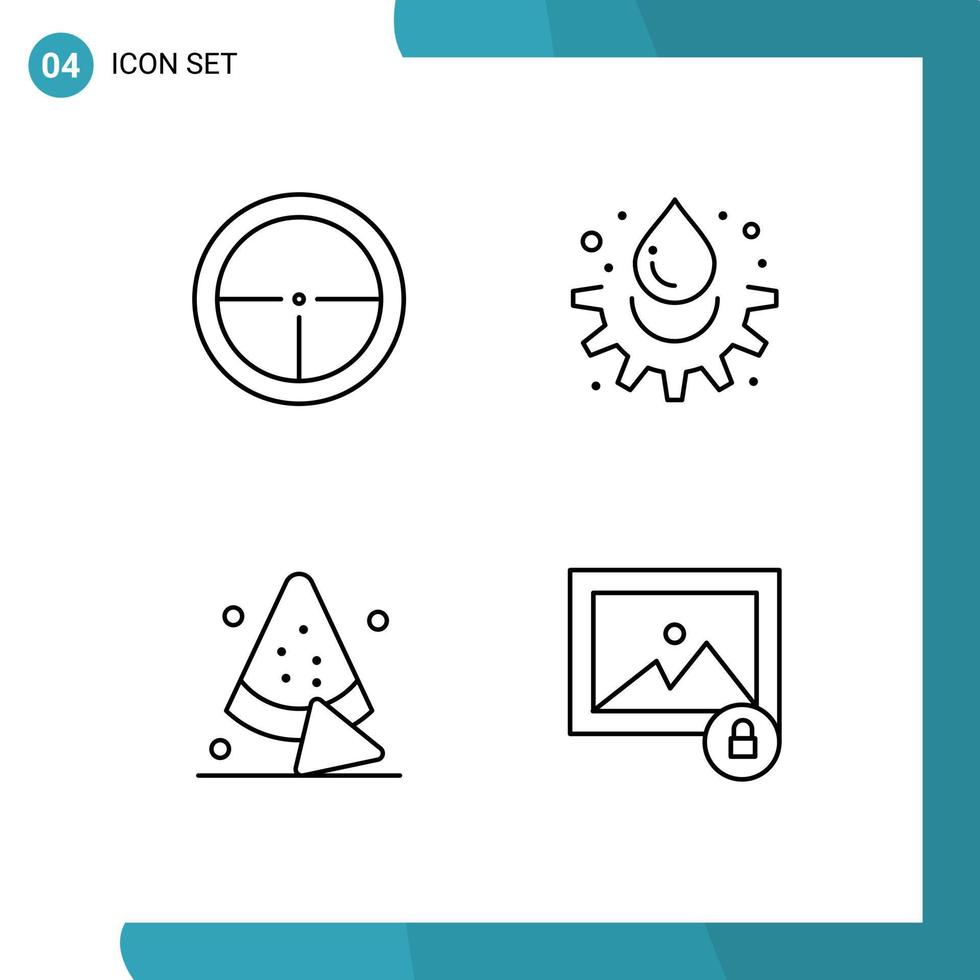Stock Vector Icon Pack of 4 Line Signs and Symbols for army watermelon soldier water drink Editable Vector Design Elements