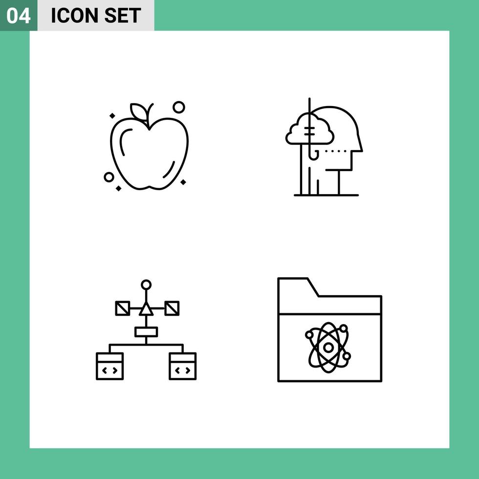 Pack of 4 Modern Filledline Flat Colors Signs and Symbols for Web Print Media such as apple browser borrowing ideas habit develop Editable Vector Design Elements