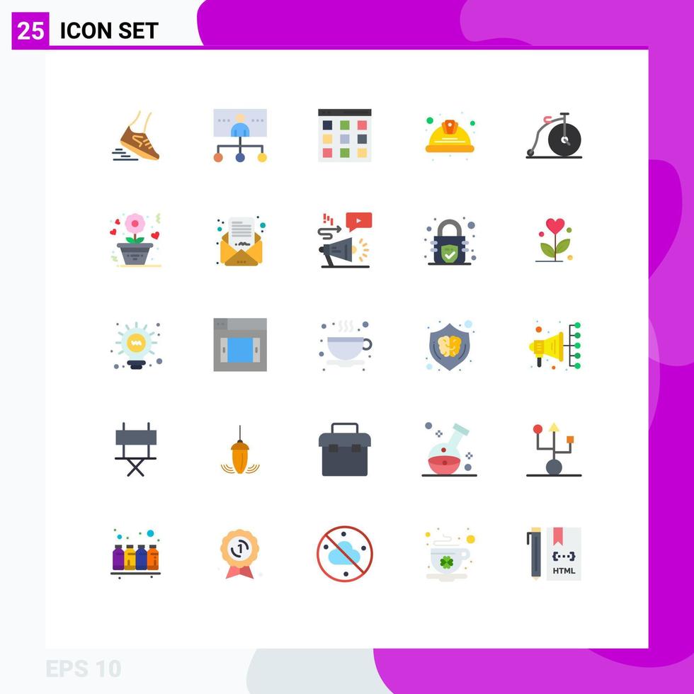 Flat Color Pack of 25 Universal Symbols of labour helmet management day isotope Editable Vector Design Elements