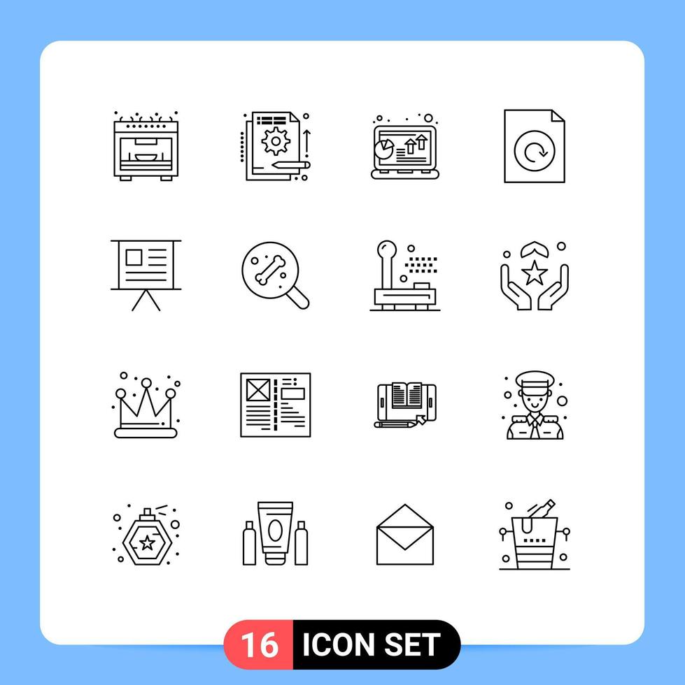 Group of 16 Outlines Signs and Symbols for finance reload analysis file profit Editable Vector Design Elements
